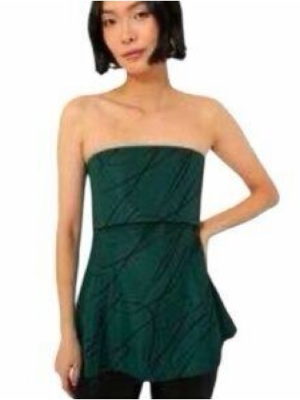 Tuckernuck Pine Twombly Adrienne Strapless Peplum Top Abstract Swirl Print LARGE - Picture 8 of 8
